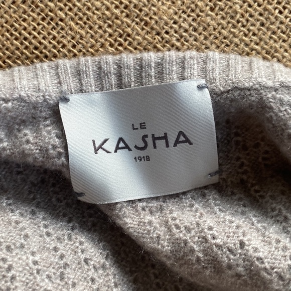 Le Kasha Open back pointelle-knit %100 organic cashmere dress. Size Large NWT - Picture 8 of 11